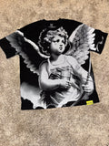 “That's A Awful Lot Of Cough Syrup” Black & white angel graphic tee